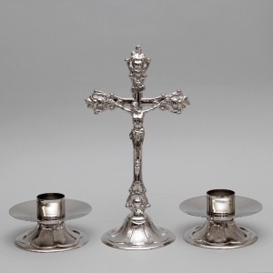 Crucifix and Candle Holders, Set 5236  - 1