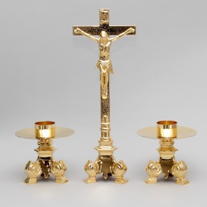 Crucifix and Candle Holders with Oil Candles, Set 5176  - 2
