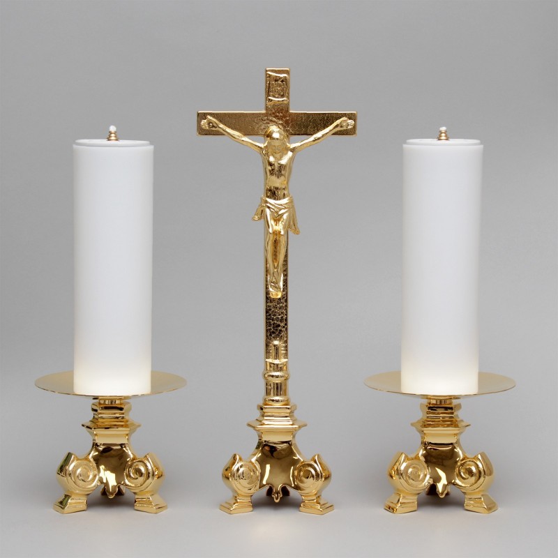 Crucifix and Candle Holders with Oil Candles, Set 5175  - 1