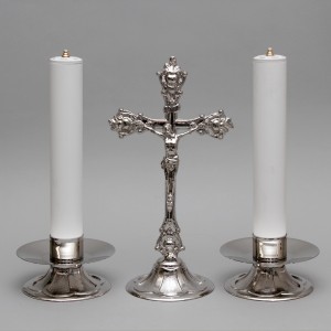 Crucifix and Candle Holders with Oil Candles, Set 5307  - 1