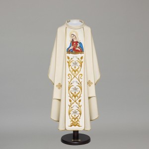 Marian Gothic Chasuble 5337 - Cream  - 1