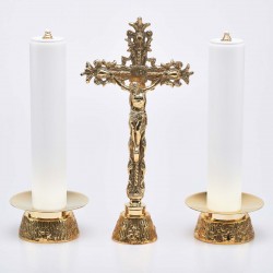 Crucifix and Candle Holders with Oil Candles, Set 2669  - 1