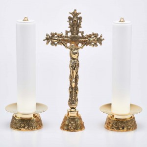 Crucifix and Candle Holders with Oil Candles, Set 2669  - 1