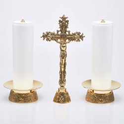 Crucifix and Candle Holders with Oil Candles, Set 6264  - 1