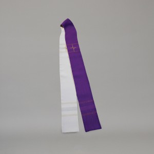 Reversible Gothic Stole 10717 - Cream and Purple  - 1