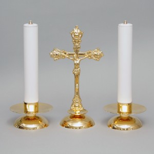 Crucifix and Candle Holders, Set 5232  - 1