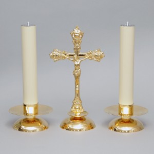 Crucifix and Candle Holders, Set 5232  - 6
