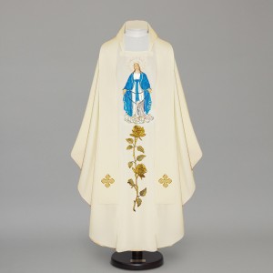 Marian Gothic Chasuble 12672 - Cream  - 1