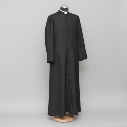 150cm Half-lined Thick Wool Black Cassock  - 2