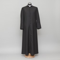 150cm Half-lined Thick Wool Black Cassock  - 1