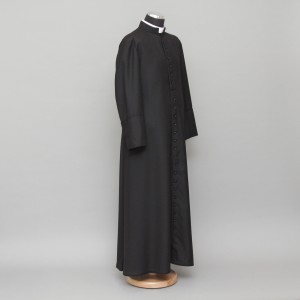 150cm Half-lined Thick Wool Black Cassock  - 3