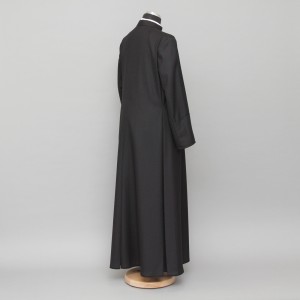150cm Half-lined Thick Wool Black Cassock  - 4