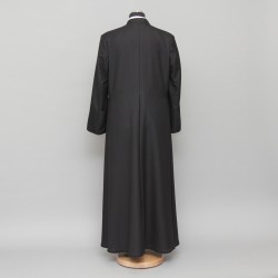 150cm Half-lined Thick Wool Black Cassock  - 5