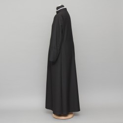 150cm Half-lined Thick Wool Black Cassock  - 7