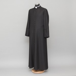 150cm Half-lined Thick Wool Black Cassock  - 8