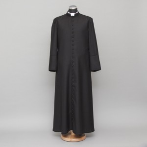 150cm Half-lined Thick Wool Black Cassock  - 9
