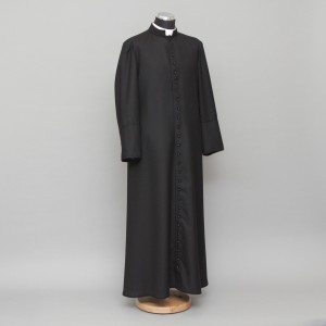 150cm Half-lined Thick Wool Black Cassock  - 10