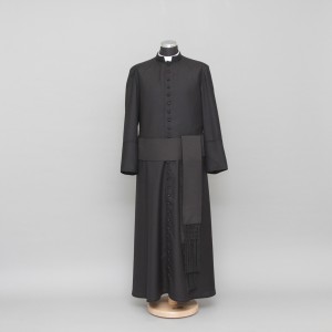 150cm Half-lined Thick Wool Black Cassock  - 11