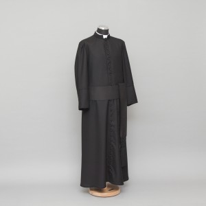 150cm Half-lined Thick Wool Black Cassock  - 12
