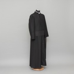 150cm Half-lined Thick Wool Black Cassock  - 13