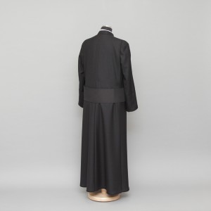 150cm Half-lined Thick Wool Black Cassock  - 14