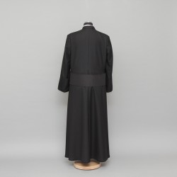 150cm Half-lined Thick Wool Black Cassock  - 15