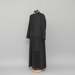 150cm Half-lined Thick Wool Black Cassock  - 17