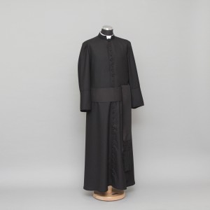 150cm Half-lined Thick Wool Black Cassock  - 19
