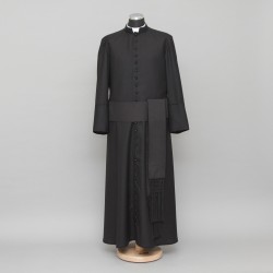 150cm Half-lined Thick Wool Black Cassock  - 20