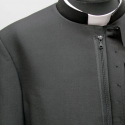 150cm Half-lined Thick Wool Black Cassock  - 30