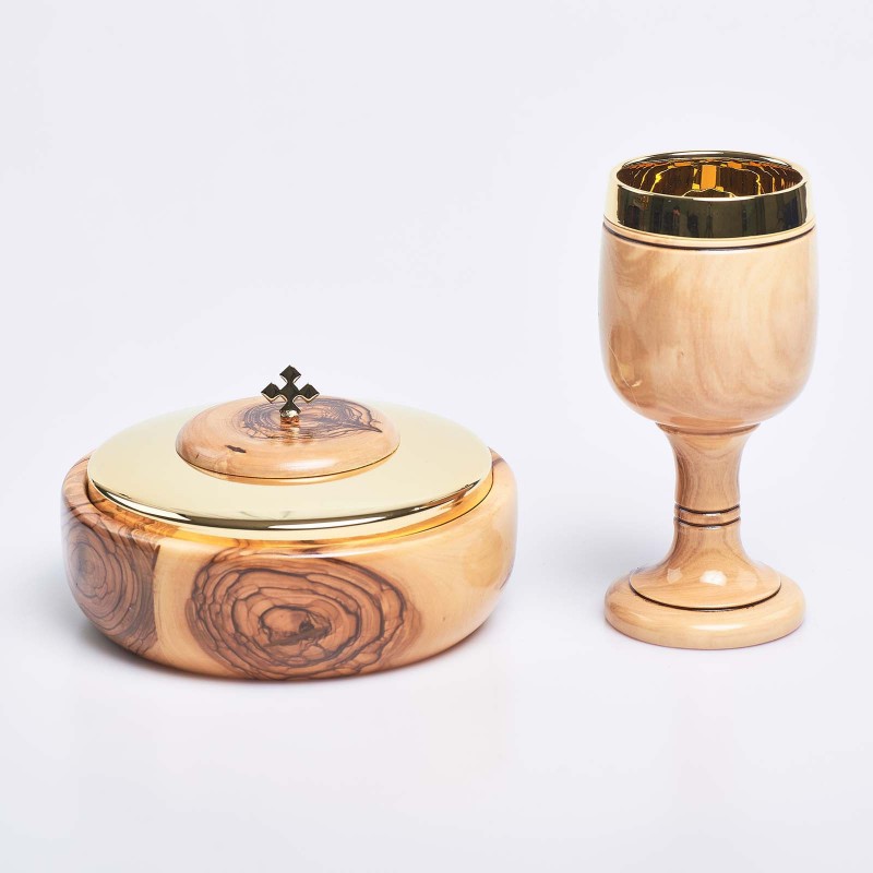 Olive Wood Ciborium and Chalice set 13320  - 1