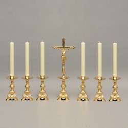 Set of 6 Baroque 2" Candle Holders and Crucifix - 13777